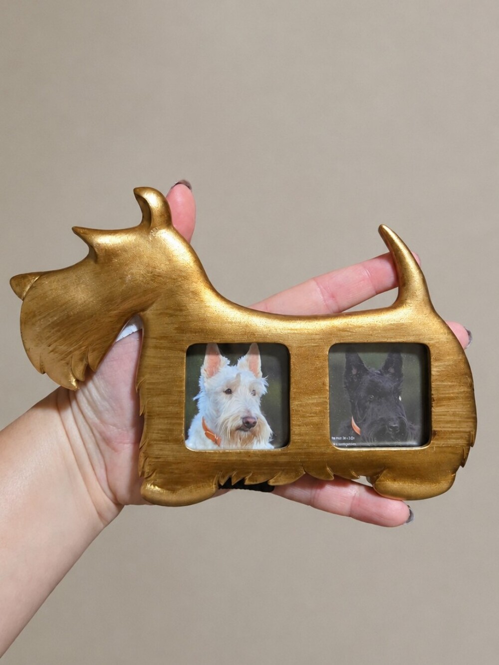 Scottie Dog Double Photo Frame in Gold